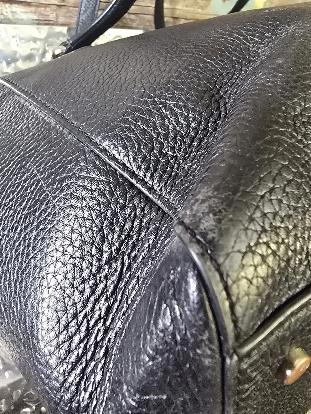 Kate Spade New York Black Pebbled Logo Large Zip Tote Bag